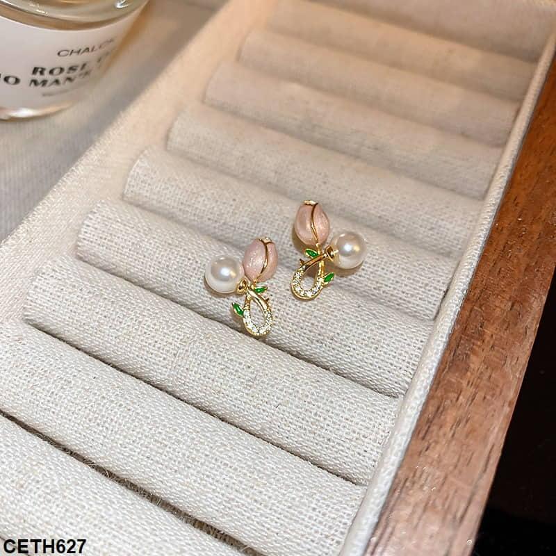 Twisted Rose Stud Earrings - CETH627 LSH