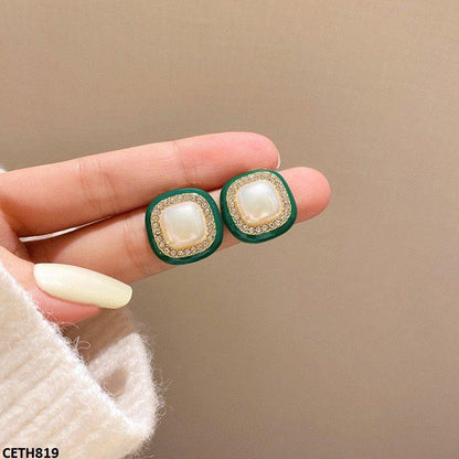 Emerald Square Pearl Earrings/Tops - CETH819 SIQ