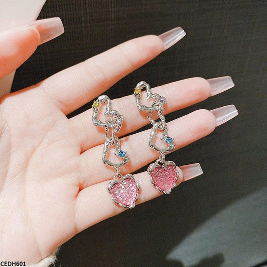 Trendy Heart Drop Earrings - CEDH601 ZHL