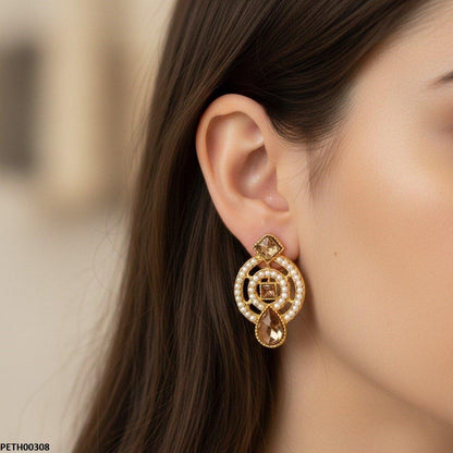 Square/Tear Pearl Earrings Pair - PETH00308 MZM