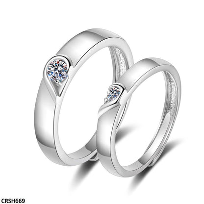 Heart Shape Couple Ring Set Adjustable - CRSH669 BLX