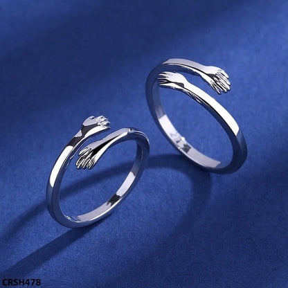 Hug Couple Ring Set Adjustable - CRSH478 BLX