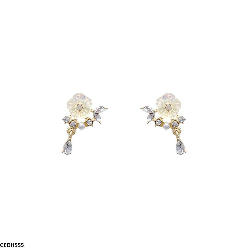 Korean Flower/Tear Drop Earrings - CEDH555 HJF