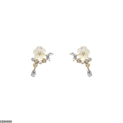 Korean Flower/Tear Drop Earrings - CEDH555 HJF