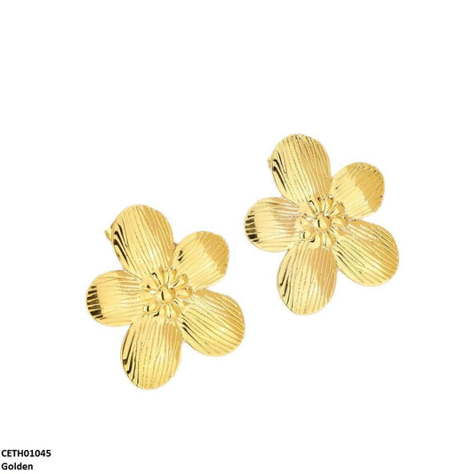 Golden Flower Tops Earrings Pair - CETH01045 LSH