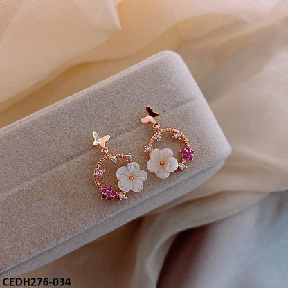 Butterfly Flower Drop Earrings Pair - CEDH276 YYZ