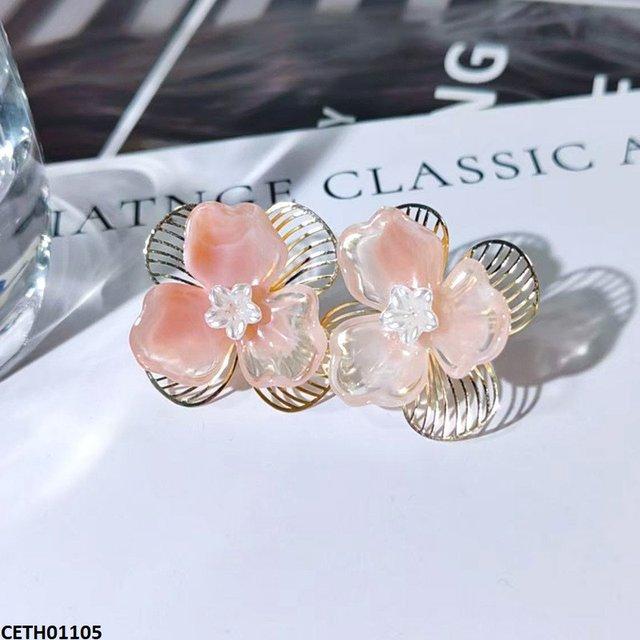 Double Flower Stud Earrings - CETH01105 LSH