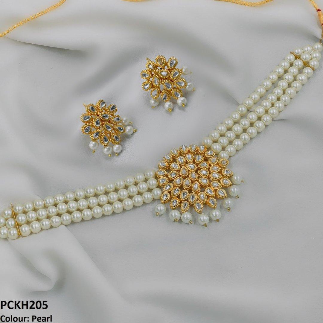 Golden Tear Pearl Choker Set - PCKH205 FRN