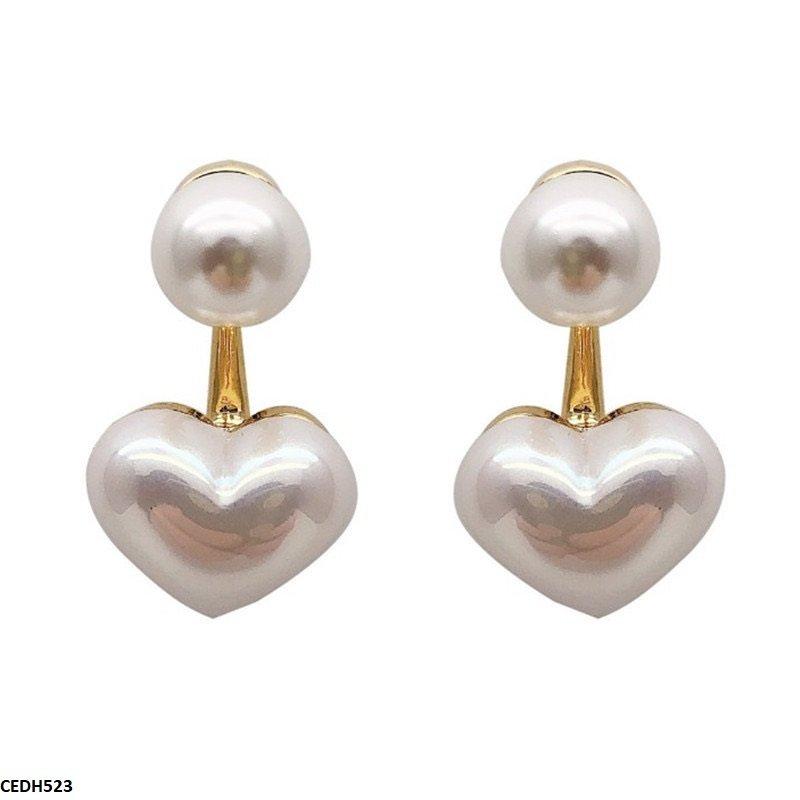Pearl/Heart Drop Earrings - CEDH523 LSH