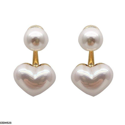Pearl/Heart Drop Earrings - CEDH523 LSH