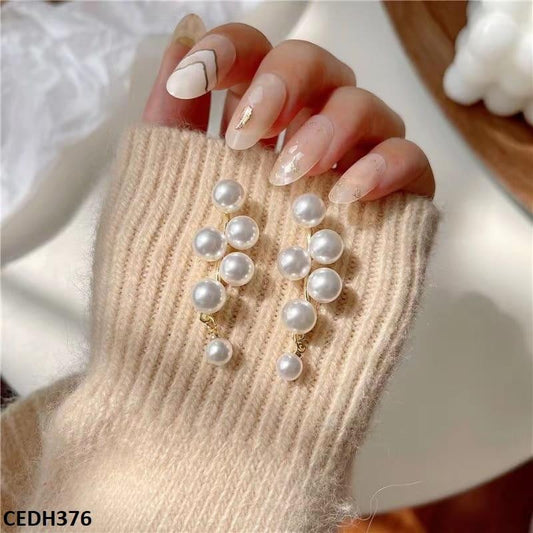 ZigZag Pearl Drop Earrings Pair - CEDH376 BTO