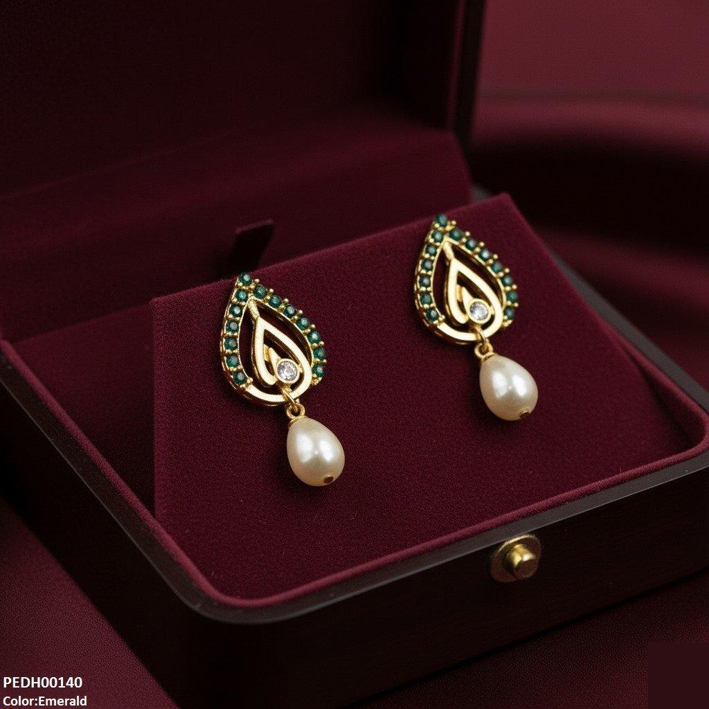 Ferozi Tear Pearl Drop Earrings - PEDH00140 SDQ