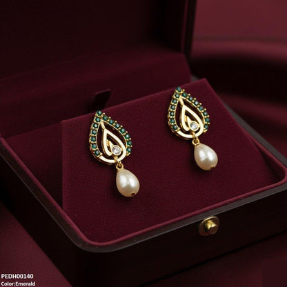 Ferozi Tear Pearl Drop Earrings - PEDH00140 SDQ