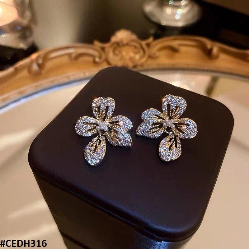 Flower Teardrop Earrings Pair - CEDH316 ZHL