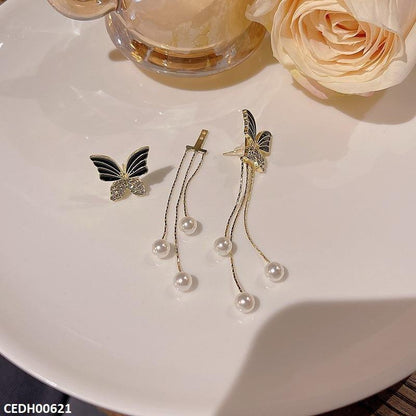 Butterfly/Pearl Drop Earrings - CEDH00621 LSH CEDH