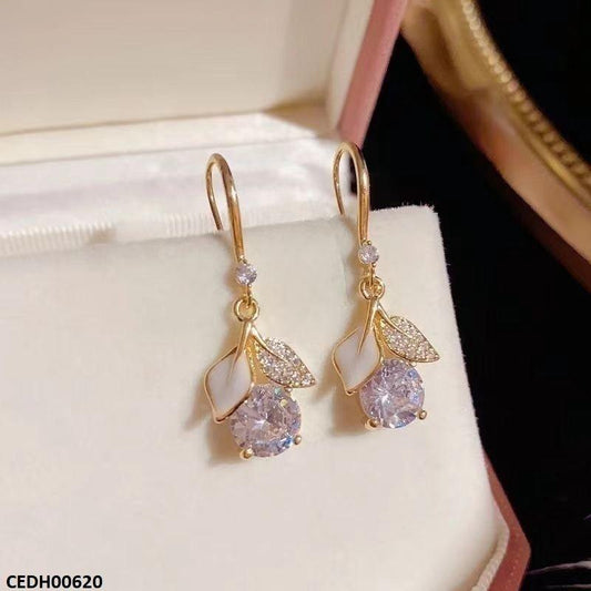 Double Leaf Drop Earrings - CEDH00620 LSH
