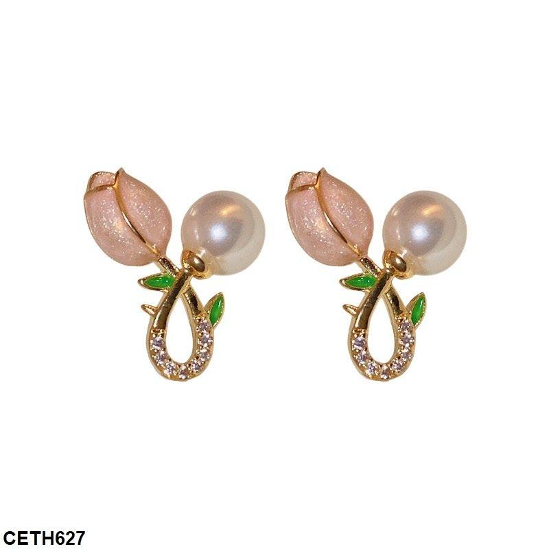 Twisted Rose Stud Earrings - CETH627 LSH