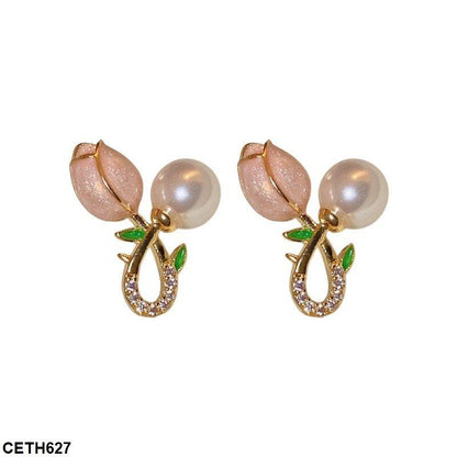 Twisted Rose Stud Earrings - CETH627 LSH