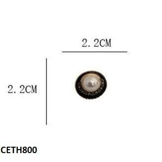 Korean Black Round Pearl Earrings/Tops- CETH800 ZHL
