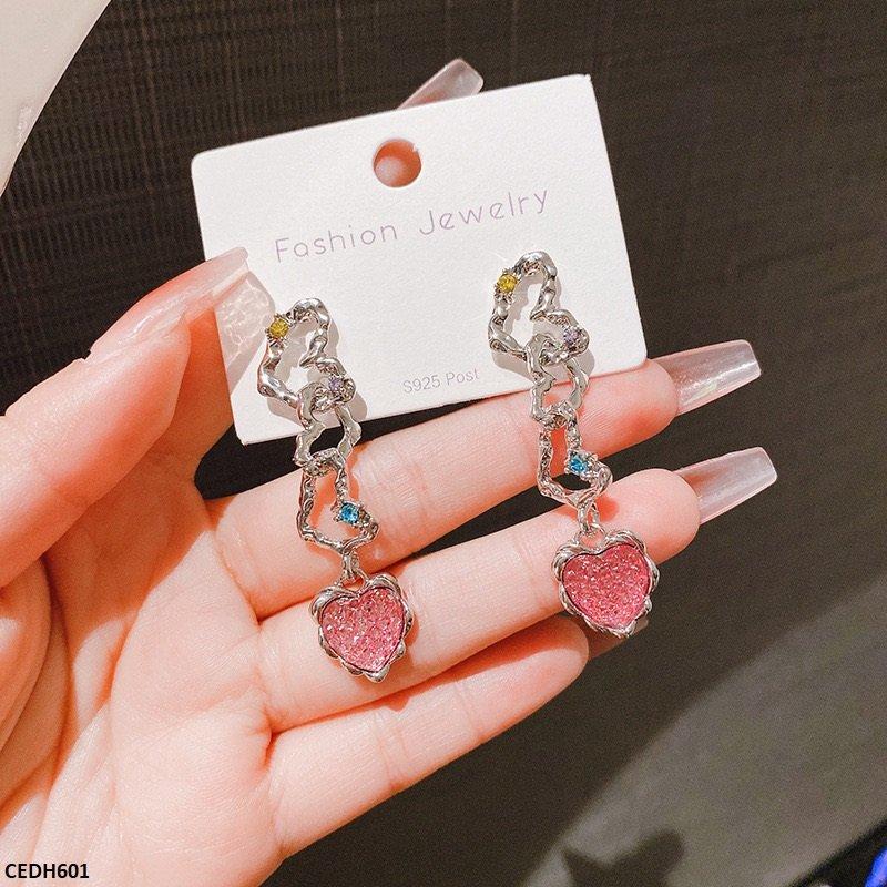 Trendy Heart Drop Earrings - CEDH601 ZHL