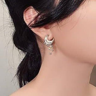 Moon Stars Drop Earrings Pair - CEDH201 SIQ