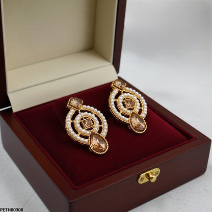 Square/Tear Pearl Earrings Pair - PETH00308 MZM