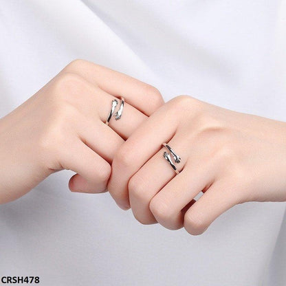 Hug Couple Ring Set Adjustable - CRSH478 BLX