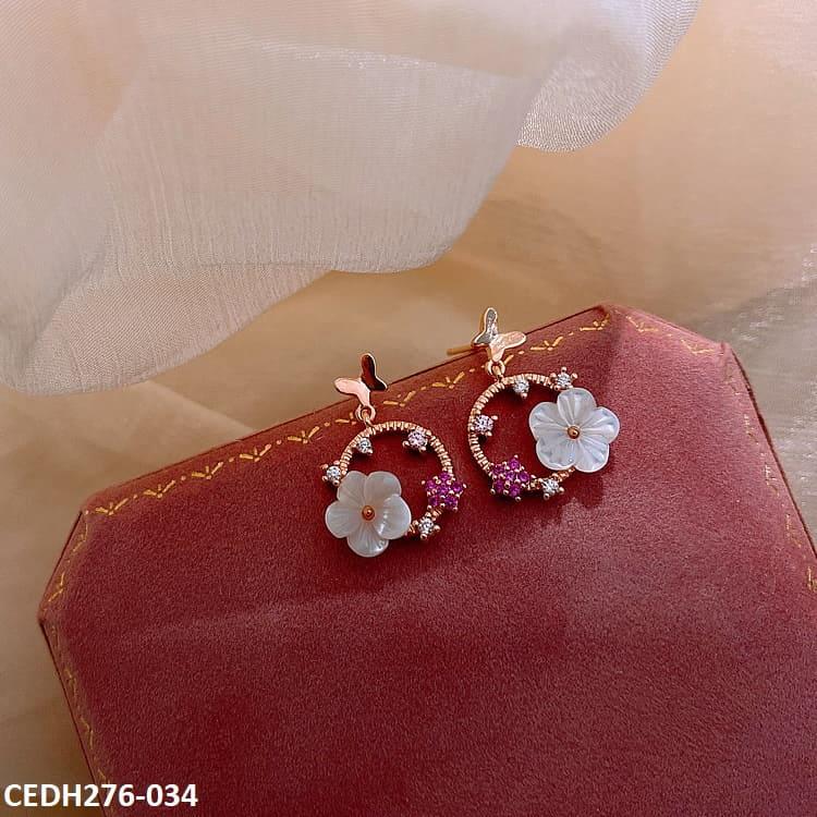 Butterfly Flower Drop Earrings Pair - CEDH276 YYZ