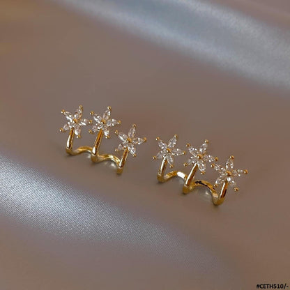 Triple Star Sterling Korean Earrings - CETH510