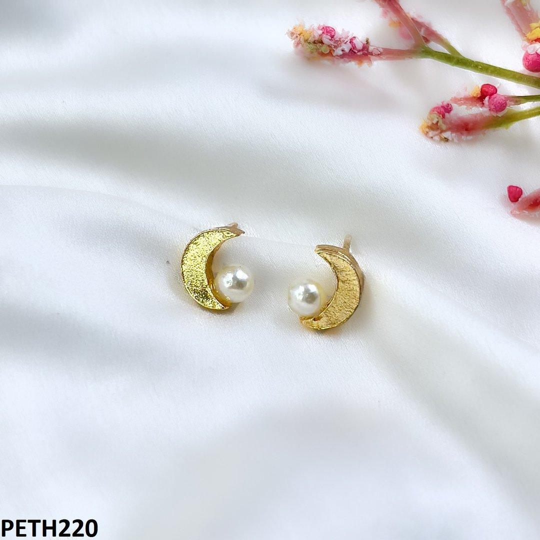 Pearl/Moon Golden Tops Earrings - PETH220 SDQ
