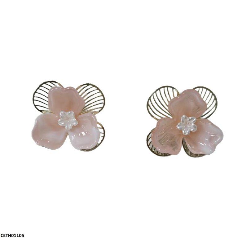 Double Flower Stud Earrings - CETH01105 LSH