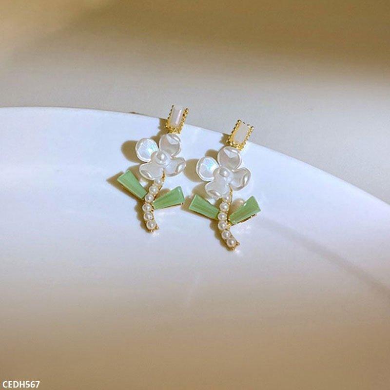 Crystal Flower Drop Earrings - CEDH567 HJF
