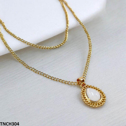 Double Chain/Tear Drop Necklace - TNCH304 YYE