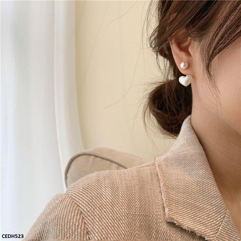 Pearl/Heart Drop Earrings - CEDH523 LSH