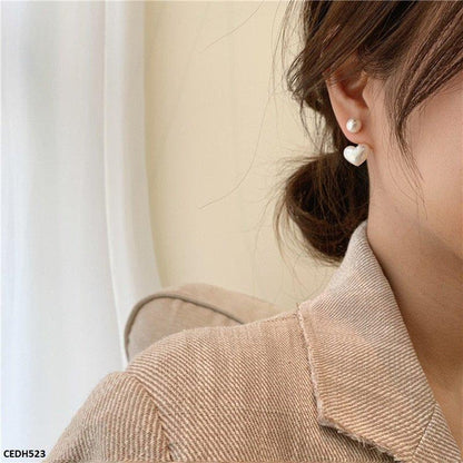 Pearl/Heart Drop Earrings - CEDH523 LSH
