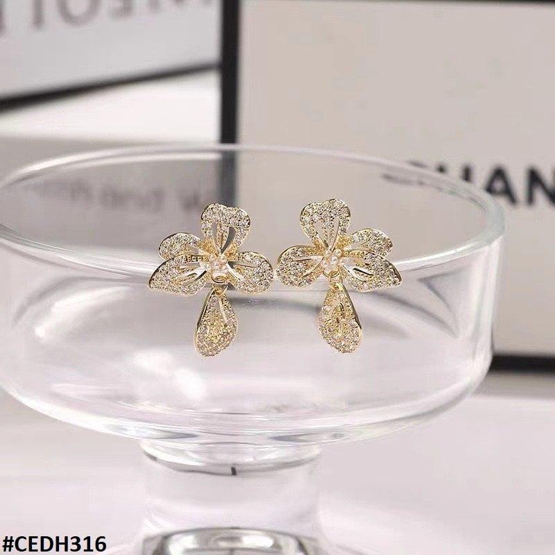 Flower Teardrop Earrings Pair - CEDH316 ZHL