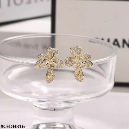 Flower Teardrop Earrings Pair - CEDH316 ZHL