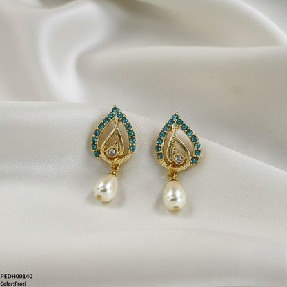 Ferozi Tear Pearl Drop Earrings - PEDH00140 SDQ