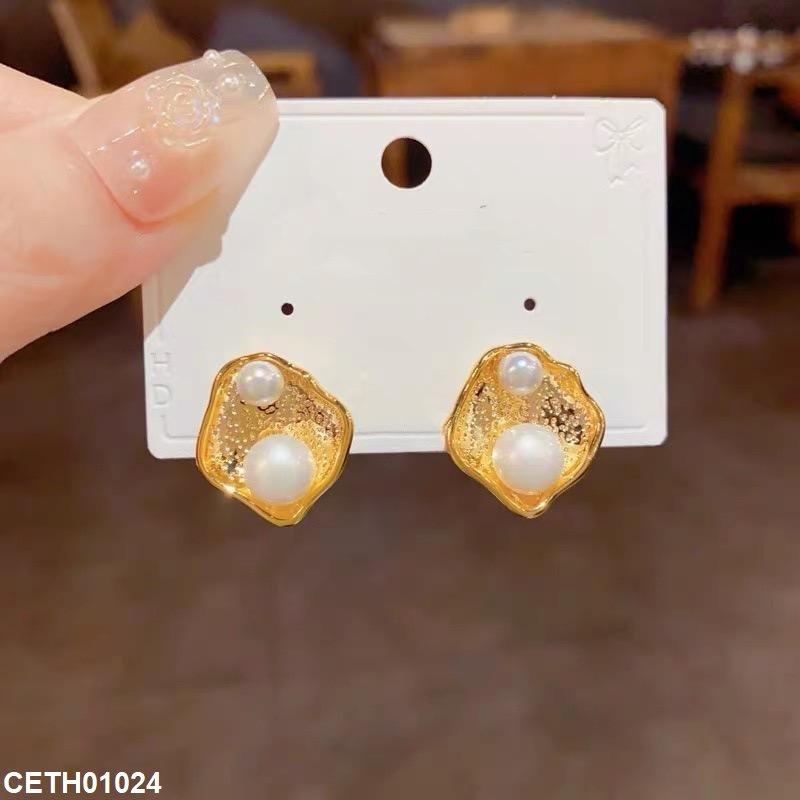 Large Pearl Stud Earrings Pair - CETH01004 ZHL