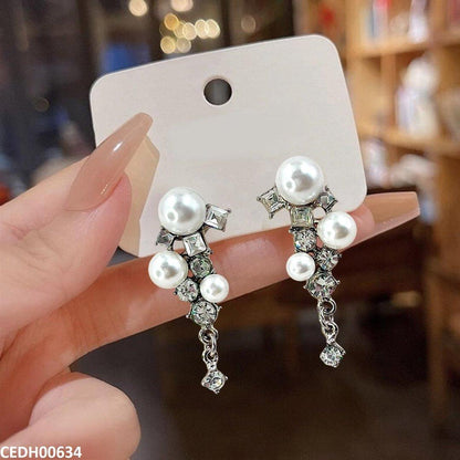 ZigZag Pearl Ear Drop Earrings Pair - CEDH00634 FRN