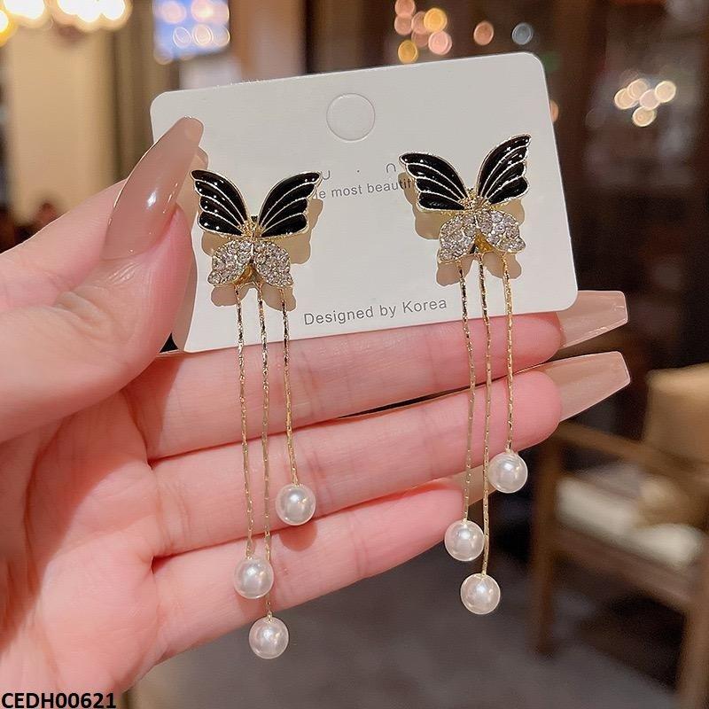 Butterfly/Pearl Drop Earrings - CEDH00621 LSH CEDH