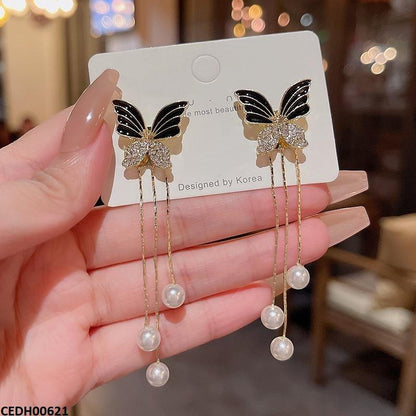 Butterfly/Pearl Drop Earrings - CEDH00621 LSH CEDH