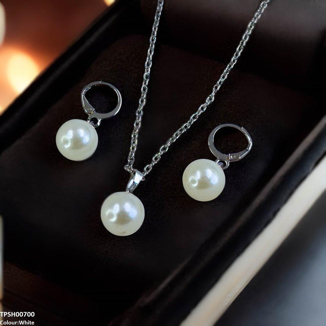 Minimal Pearl Drop Pendant Earrings Set - TPSH00700 SDQ