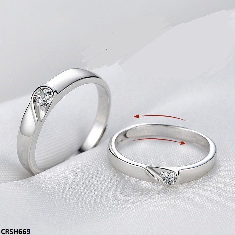 Heart Shape Couple Ring Set Adjustable - CRSH669 BLX