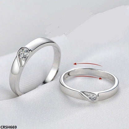 Heart Shape Couple Ring Set Adjustable - CRSH669 BLX