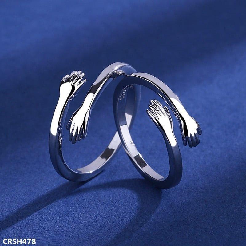 Hug Couple Ring Set Adjustable - CRSH478 BLX