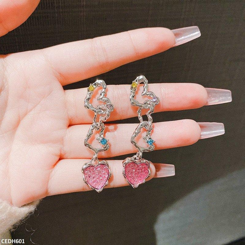 Trendy Heart Drop Earrings - CEDH601 ZHL