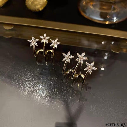 Triple Star Sterling Korean Earrings - CETH510