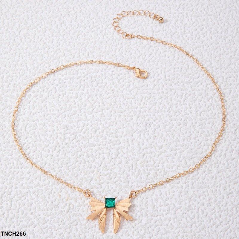 Emerald Crystal Bowknot Necklace - TNCH266 YYE
