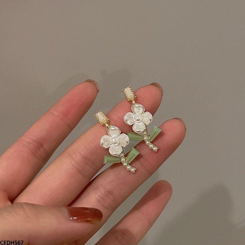 Crystal Flower Drop Earrings - CEDH567 HJF